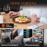 12-delige aardewerk serviesset - Prairie Line - elegant ontwerp in bruin/zwarte tinten, set van 4 dinerborden, 4 dessertborden en 4 dinerborden/Premium collectie