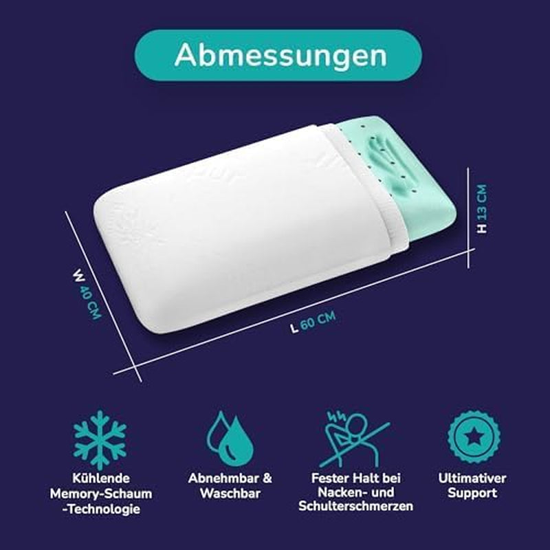 Set van 2 kussens voor nekondersteuning 40X60-13Cm - Ergonomisch slaapkussen voor nek en schouders, Oeko-Tex gecertificeerd Cervicale orthopedische kussens Naty Shop
