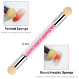 6 Stück Nagel Pinsel Set, Doppel-Ende Nageldesign Pinsel, Acryl Nail Art Pinsel Set Nail Art Liner Pinsel Dotting Tool voor DIY Nail Art Design (Mit 1 Schwammbürste)