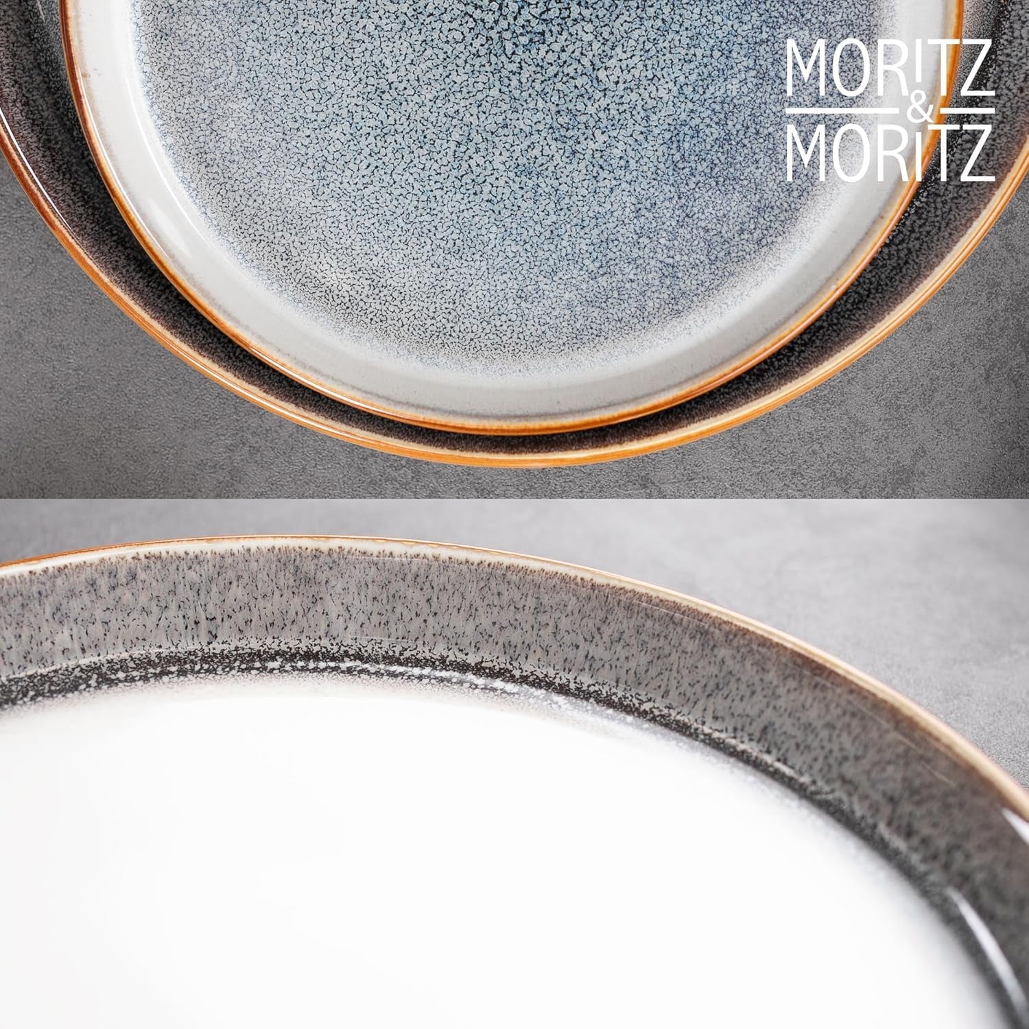 Moritz & Moritz TARENTO 24-delige serviesset voor 6 personen, grijs - Elegante hoogwaardige aardewerken bordenset - De serviesset bestaat uit 6 dinerborden, 6 dessertborden, 6 dinerborden en 6 kopjes