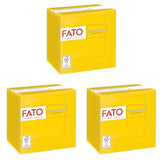, Papieren wegwerpservetten, ideaal voor hapjes en cocktails, verpakking van 100 servetten, maat 24X24, 4-laags, 2-laags, geel, 100% puur cellulosepapier, FSC-gecertificeerd (pak van 3)