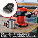 Accu-espressomachine Einhell TE-CF 18 Li-Solo Power X-Change (18 V, 240 ml watertank, voor filterkoffie en koffiecapsules, draaggreep, incl. koffiekopje met deksel, zonder batterij)
