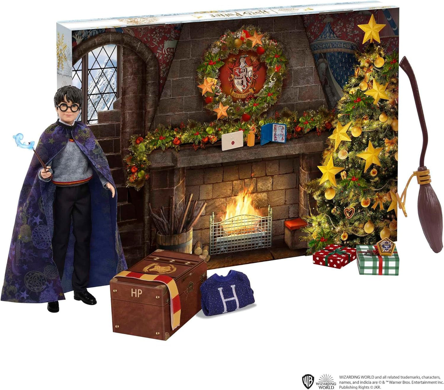 HARRY POTTER Griffoendor adventskalender - 24 verhalen, magische verrassingen, gemeenschappelijke ruimte van Zweinstein, levensecht gezicht, voor fans vanaf 6 jaar, HND80 Naty Shop-poppen
