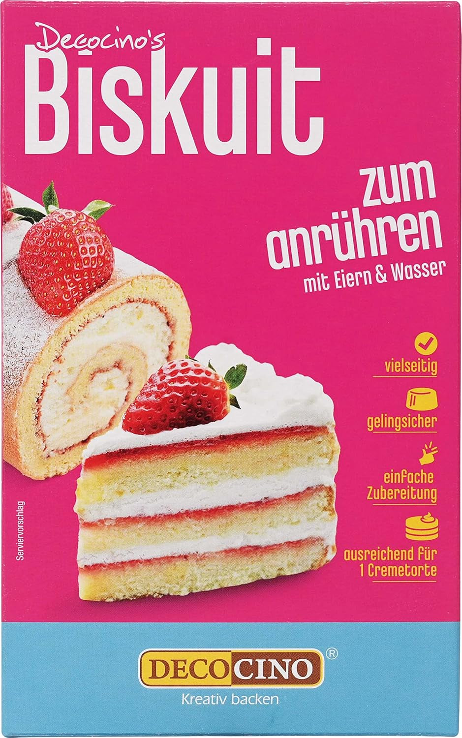 DECOCINO Biscuit Backmischung (250 G) – Einfache Zubereitung – Gelingsicher – Zum Backen Von Luftigen Biskuitböden, Creme-Torten, Biskuitrollen Uvm. Standaardtitel Naty Shop