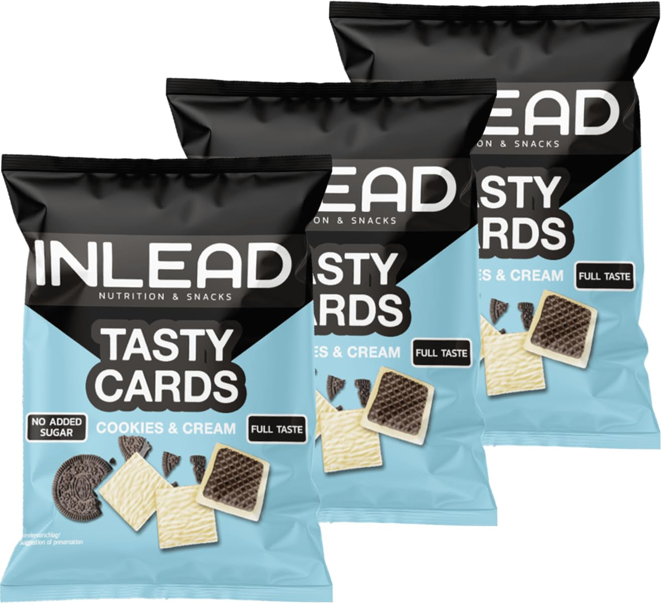 - Smakelijke kaarten - Suikervrije chocoladekoekjes met romige vulling | Bewuste verwennerij voor enveloppen | Caloriearme snack - 3 x 52 g (roomkoekjes)