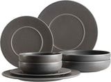 MÄSER Unico-serie, serviesset voor 2 personen, tijdloos, elegant, 8-delig keramisch servies, steengoed, antraciet