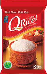 Q RIJST | Jasmin Reis 100% Langkorn uit Thailand | Geurig aromatisch met lichte textuur | Ideaal voor Curry's, Bowls & Aziatische gerechten 1 x 20 kg