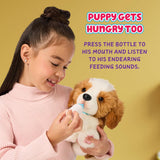 Little Live Pets Mijn echt echte puppy – Patches; Interactief puppy; meer dan 60 geluiden/reacties; realistische uitstraling; 1 van 72 varianten; speelset met draagtas; batterijen inbegrepen; leeftijden 5+