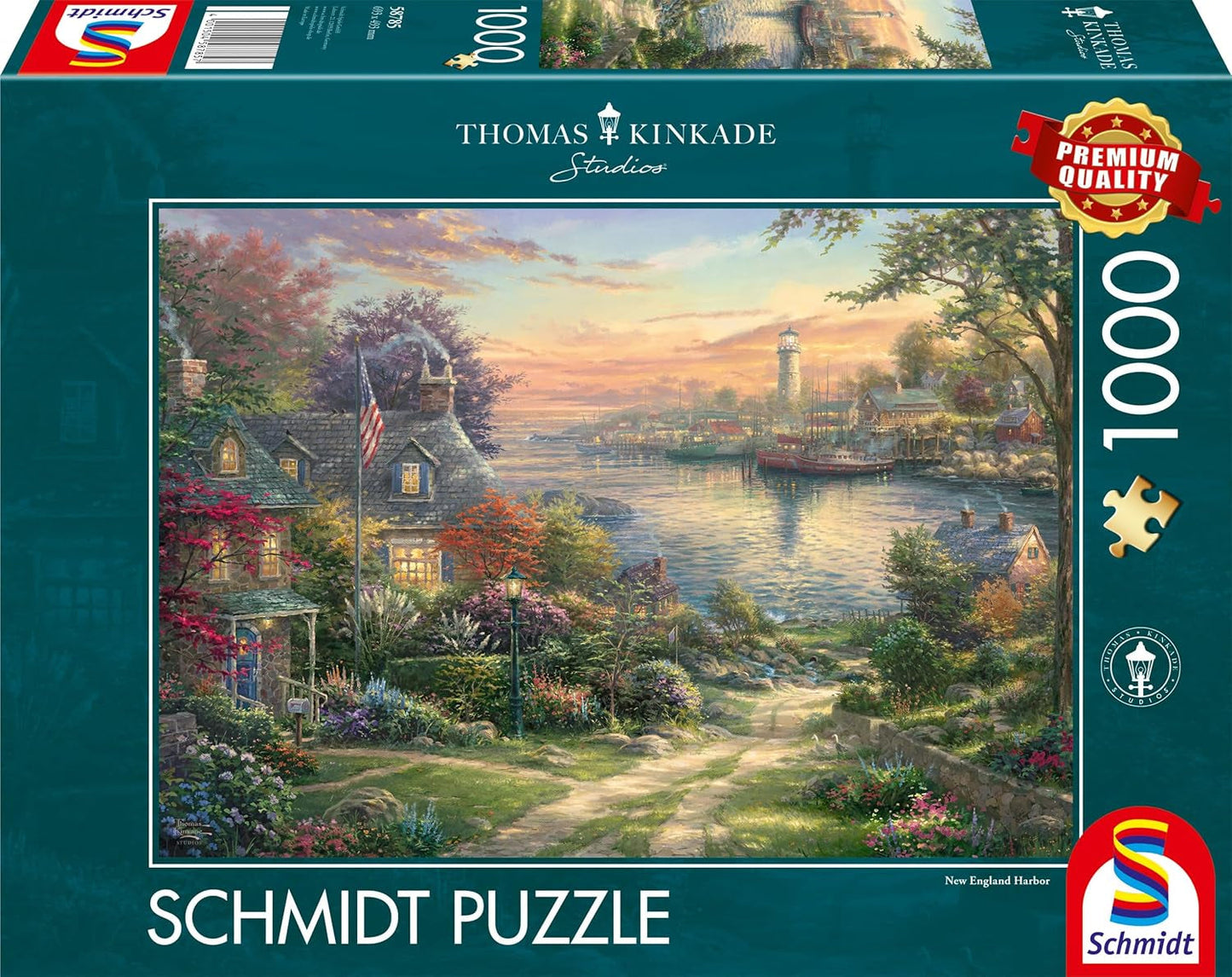 Schmidt Spiele 58785 Thomas Kinkade, New England Harbor, puzzel 1000 stukjes, kleurrijke puzzel Naty Shop Standaard titel