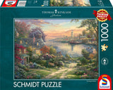Schmidt Spiele 58785 Thomas Kinkade, New England Harbor, puzzel 1000 stukjes, kleurrijke puzzel Naty Shop Standaard titel