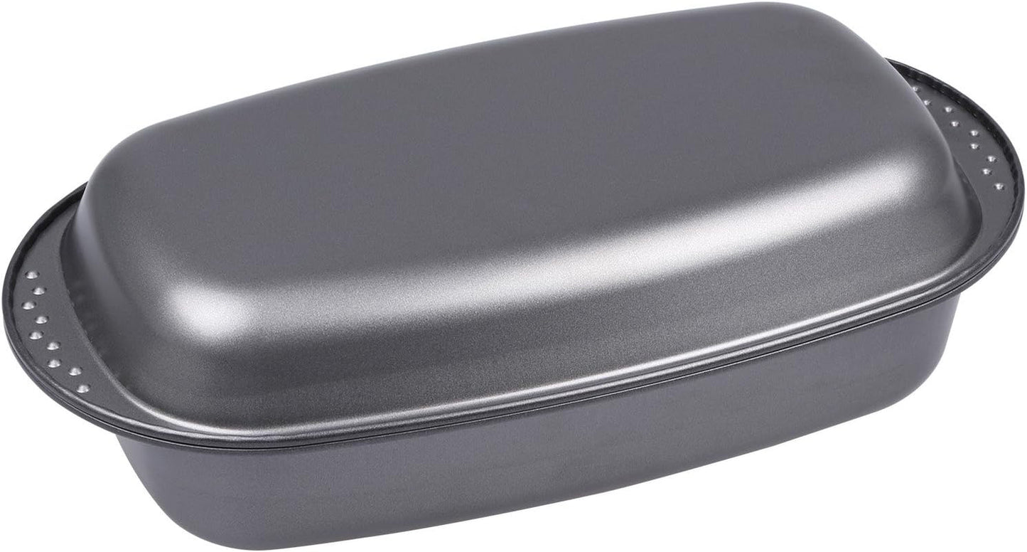 Chg 9942-04 Bratenform Mit Deckel, Antihaftbeschichte, Antraciet-Metaal, 37 X 20 X 7 Cm Bakvormen en bakplaten Naty Shop