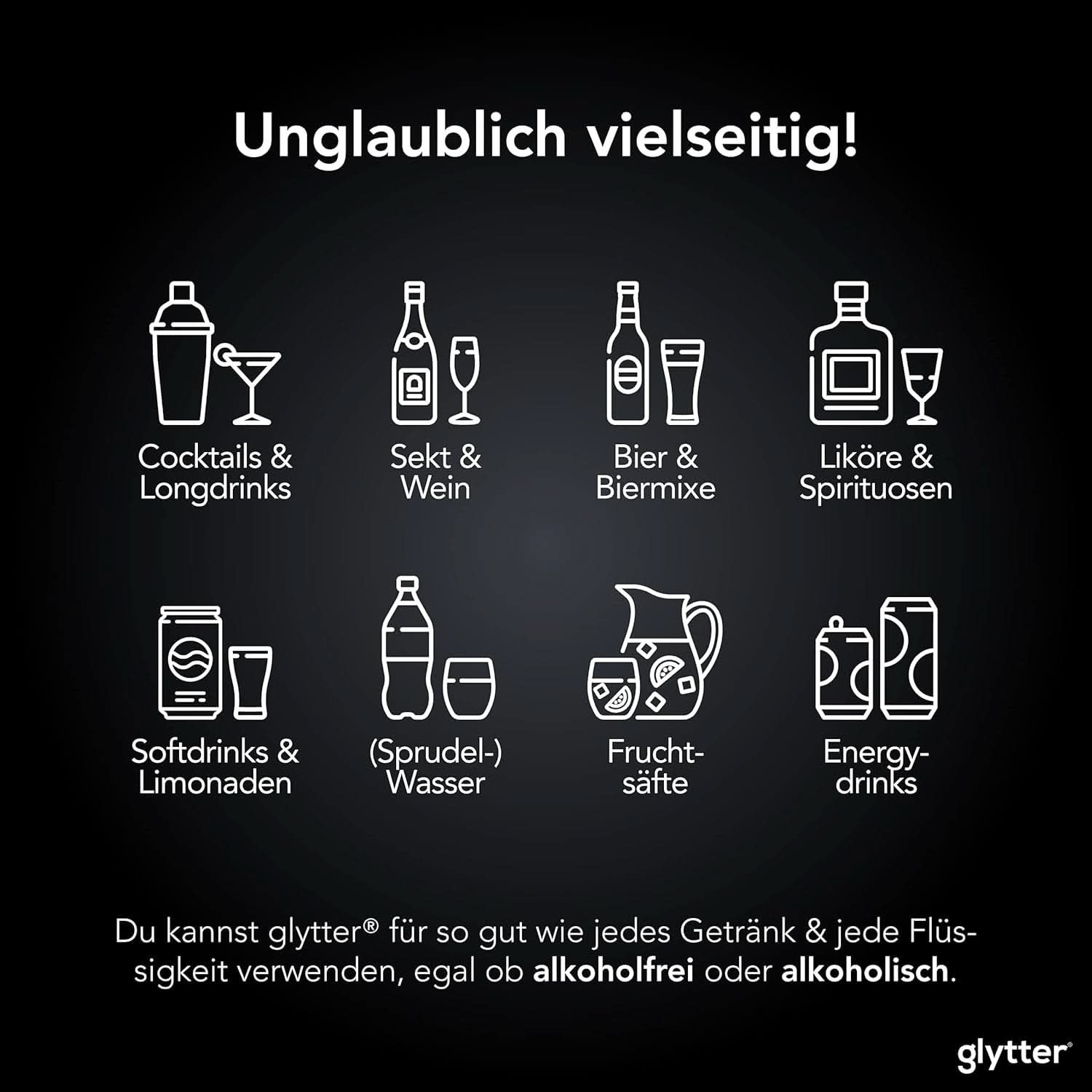 Glytter, Eetbare Glitter voor drankjes en vloeistoffen, 10 gram Glitter Naty Shop