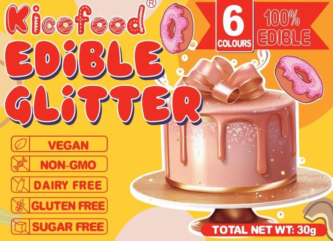 Eetbare glitters, set van 6 tinten, 5 gram Glitter Naty Shop