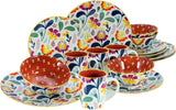 CreaTable, 17407, Folklore-serie, 16-delige serviesset voor 4 personen, porseleinen combinatieservies, vaatwasmachine- en magnetronbestendig, kwaliteitsfabricage