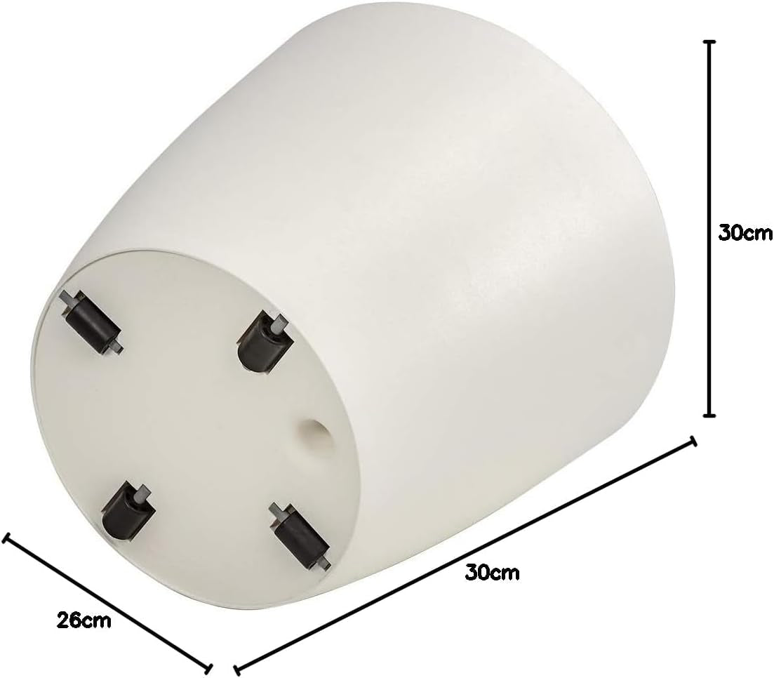 Dehner Mila bloempot met zelfwatergeefsysteem, Ø 30 cm, hoogte 26 cm, kunststof, wit