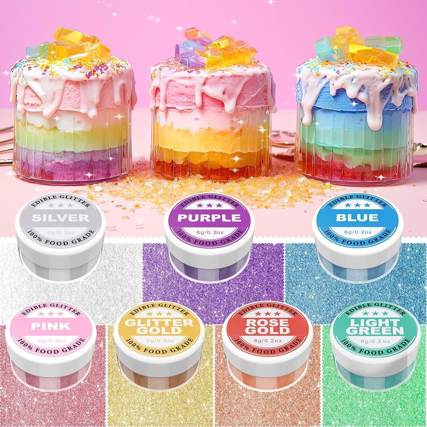Eetbare glitter - 6G kleurstofpoeder voor chocolade, aardbeien, muffins, cakes, fondant (goud)