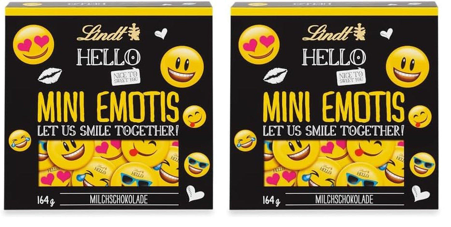 HALLO Mini-chocolade-emoticons | 164 gram | Ongeveer. 27 coole emoticons in verschillende designs, gemaakt van de lekkerste melkchocolade | Chocoladecadeau voor kinderen | Ter decoratie (pak van 2)