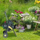 Relaxdays 45m slangenwagen, mobiele tuin- en balkonslanghaspel, met slanggeleider, 76,5x44x41 cm, grijsgeel
