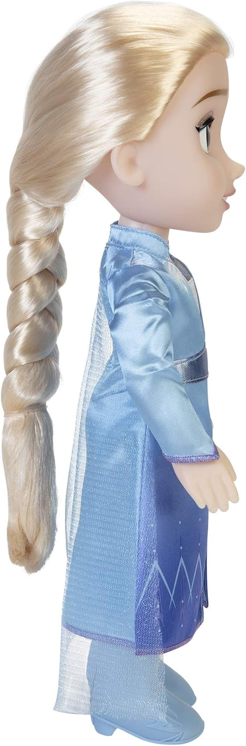 Disney Frozen 2 Elsa Reispop, pop van 35 cm met jurk geïnspireerd op de cultfilm, laarzen en lang gevlochten haar voor extra speelplezier, voor meisjes vanaf 3 jaar