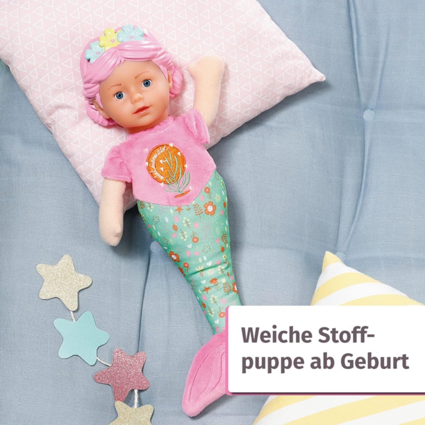 BABY born Zeemeermin voor baby's, wasbare zachte pop, zeemeerminpop met zacht vinyl hoofd, 33 cm hoog, 832288 Zapf Creation