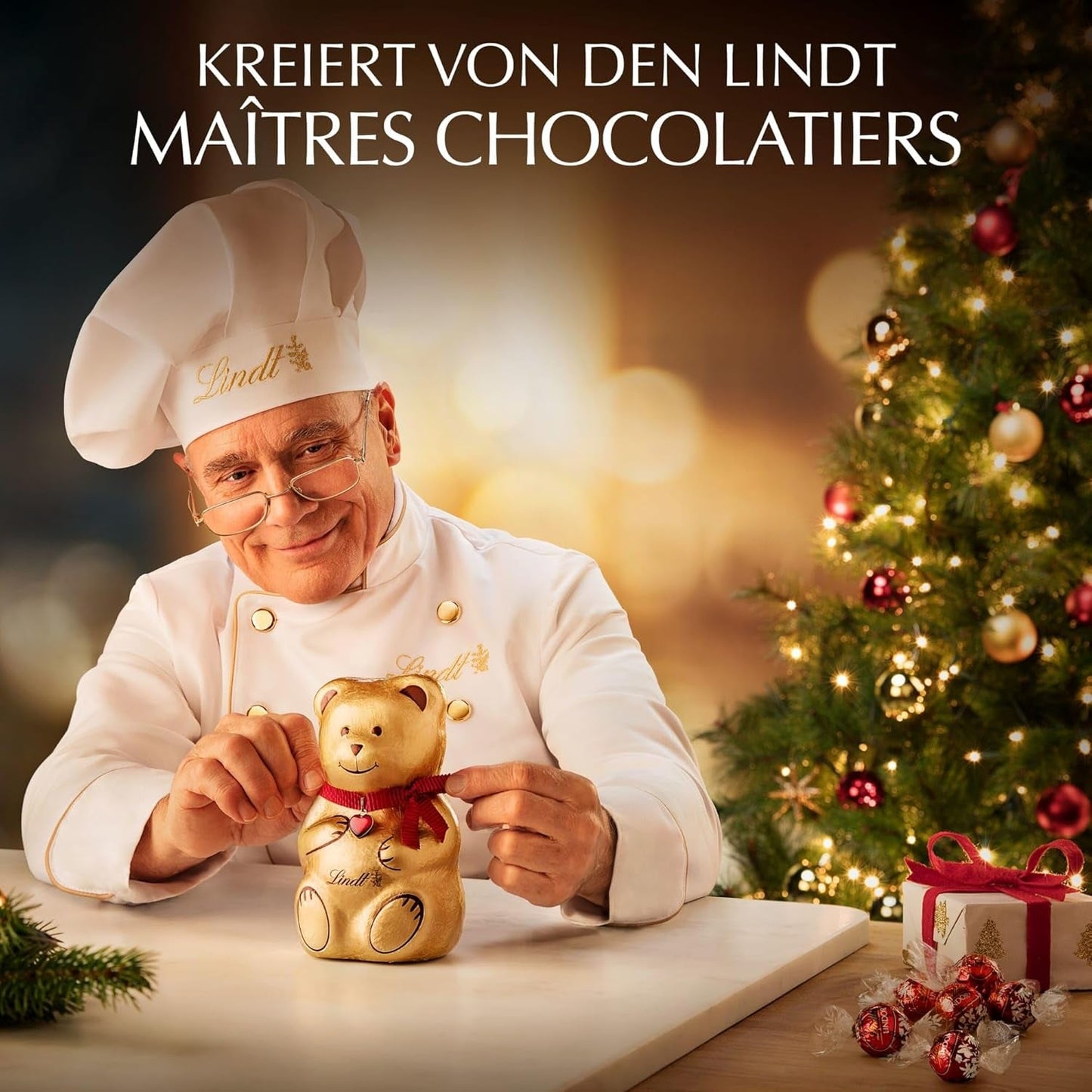 Lindt-chocolade | Doosje Kerstpralines | 200g Geassorteerde kerstpralines omhuld met de fijnste melkchocolade | Chocoladecadeau voor Kerstmis