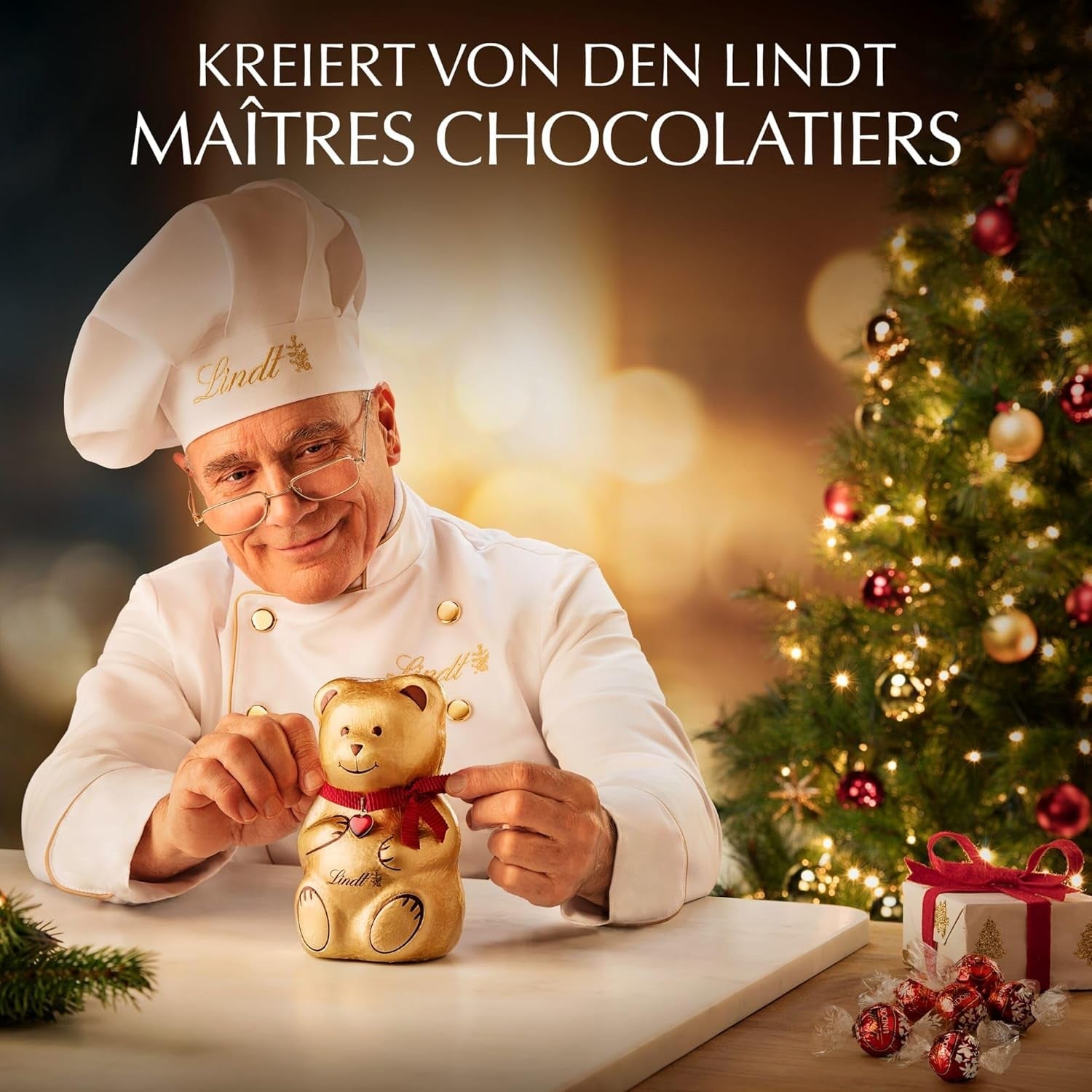 Lindt-chocolade | Doosje Kerstpralines | 200g Geassorteerde kerstpralines omhuld met de fijnste melkchocolade | Chocoladecadeau voor Kerstmis