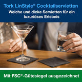 Tork Linstyle 509542 zwarte cocktailservetten, 1/4 vouw, 1-laags, 23,8 x 23,8 cm, 1 x 100 servetten