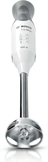 Bosch Stabmixer Ergomixx MSM66110, Edelstahl-Mixfuß, Mix- en Messbecher, 2 Geschwindigkeitsstufen, Leichtes Gehäuse, 4-Klingen-Messer, Einfache Reinigung, 600 W, Weiß/Grau Kitchen Naty Shop