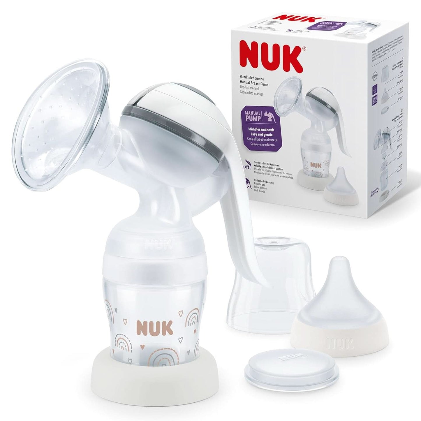 NUK handmatige borstkolfset, zacht siliconenkussen, 2 perfect op elkaar afgestemde flessen, 150 ml Voeding en borstvoedingsaccessoires Bebe Naty Shop Handmelkpomp