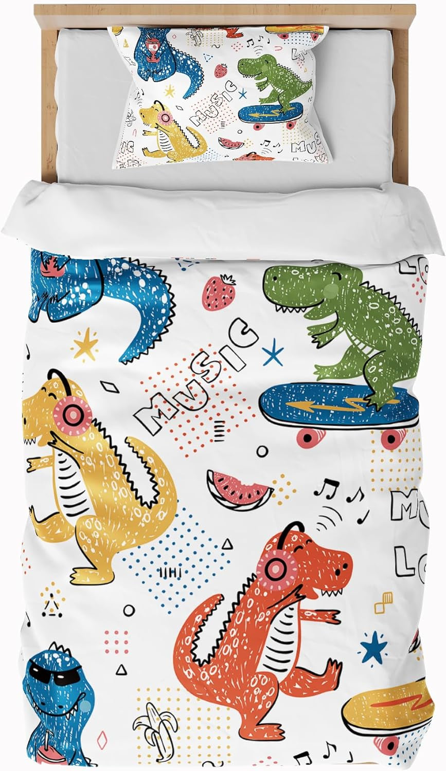Beddengoed voor kinderen, jongens, diverse modellen, met ritssluiting, microvezel polyester Beddengoed - kinderen Naty Shop Dinosaurs 135X200 Cm + 80X80 Cm