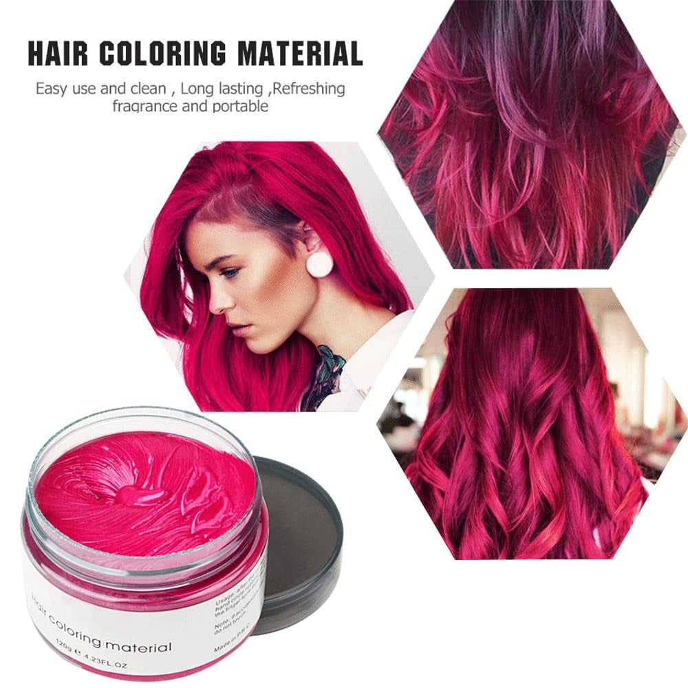 Tijdelijke haarkleur 4,23 ounce kleurwas voor heren Dames Wasbaar Natuurlijke kleur Pommade Instant haarverf voor feest Cosplay Halloween (rood) Naty Shop haarverf