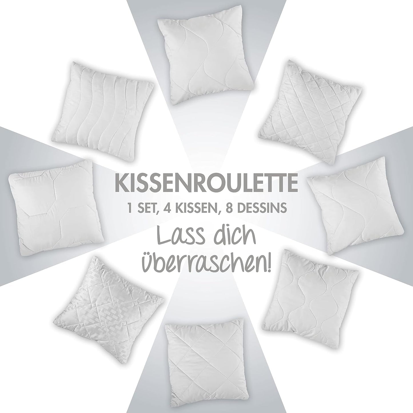 Traumnacht Comfortabel roulettekussen, Set van 4 kussens, Met gewatteerde hoes en schuimvulling, 40 X 40 cm, Oeko-Tex gecertificeerd, Gemaakt volgens de Duitse kwaliteitsnorm Naty Shop standaardkussens