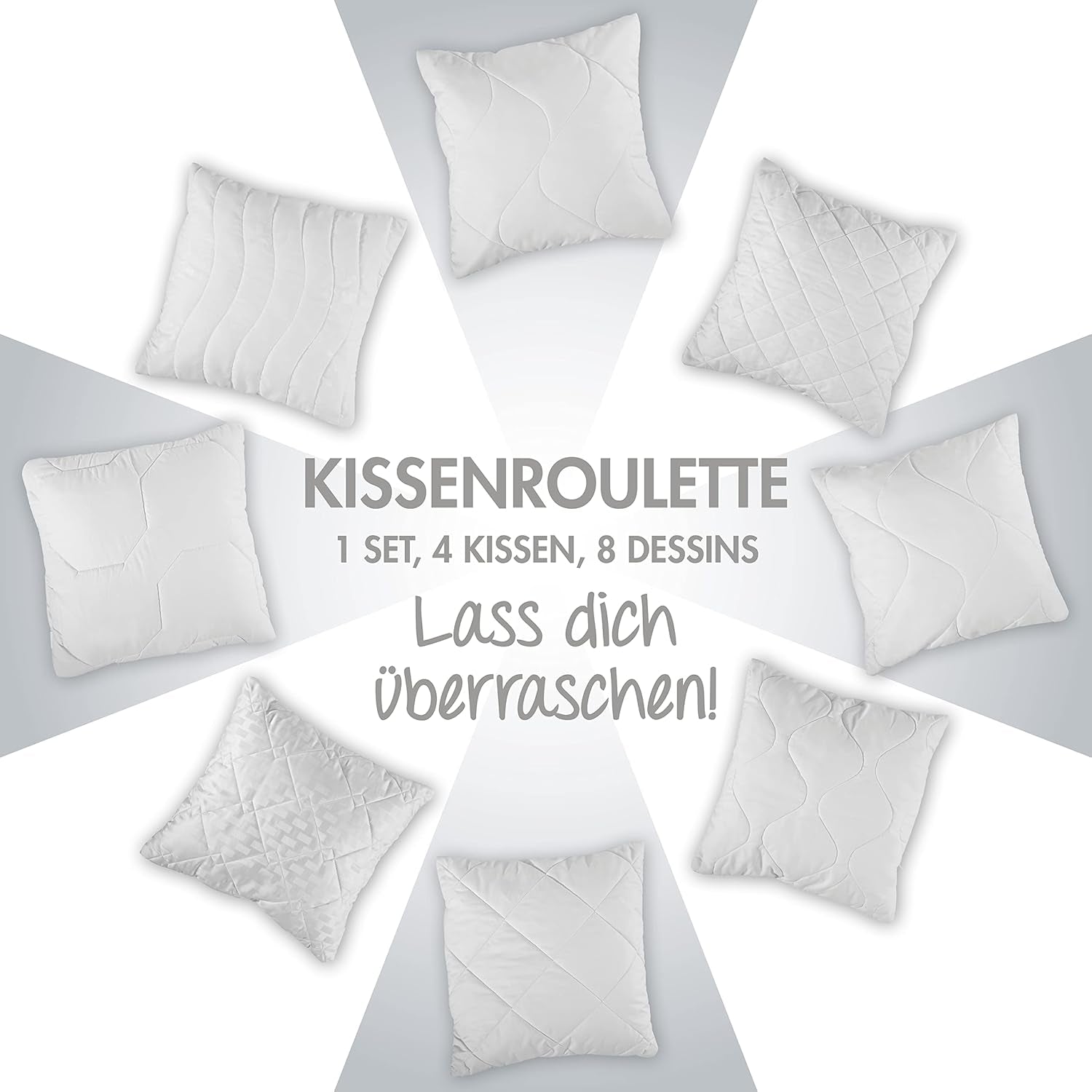 Traumnacht Comfortabel roulettekussen, Set van 4 kussens, Met gewatteerde hoes en schuimvulling, 40 X 40 cm, Oeko-Tex gecertificeerd, Gemaakt volgens de Duitse kwaliteitsnorm Naty Shop standaardkussens