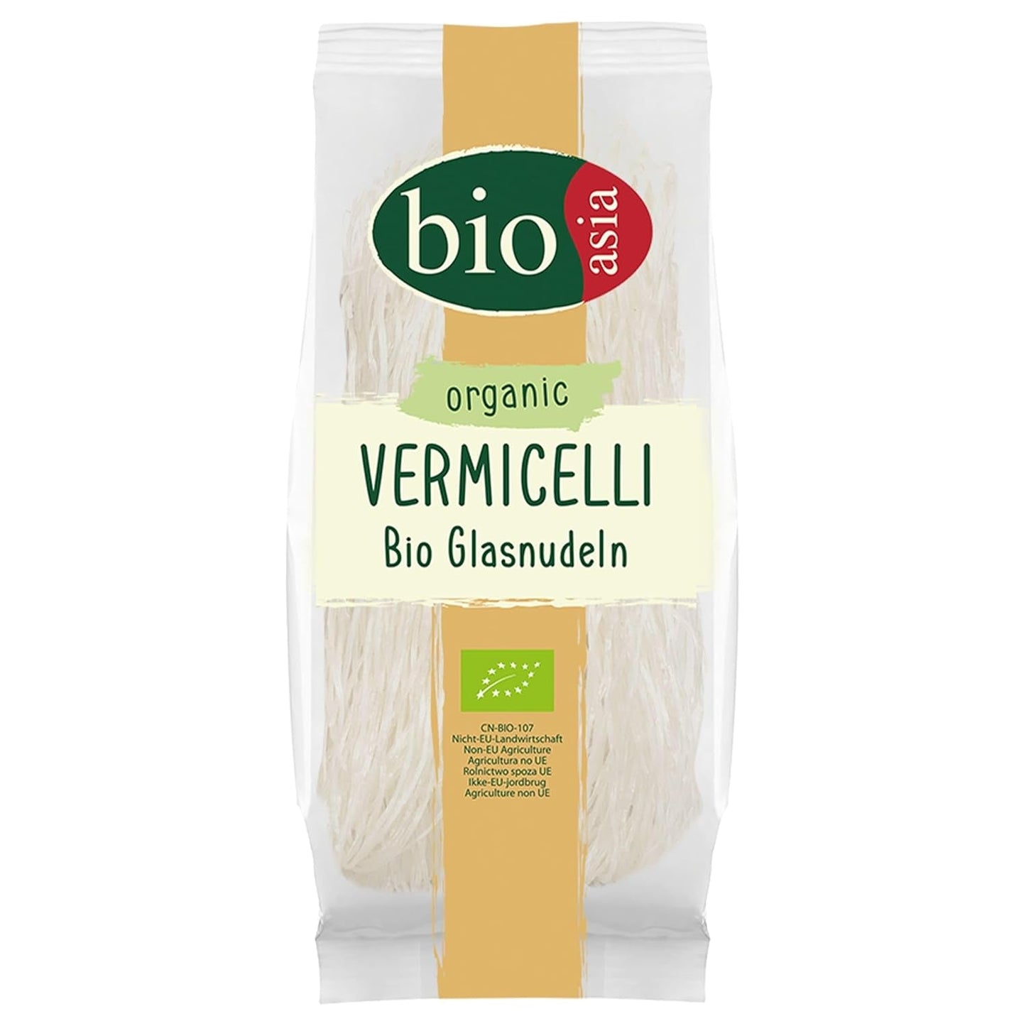 Bioasia Biologische Glasnoedels - Biologische Erwtenzetmeel Lange Glasnoedels - Natuurlijk Veganistisch en Glutenvrij - 1 x 100g