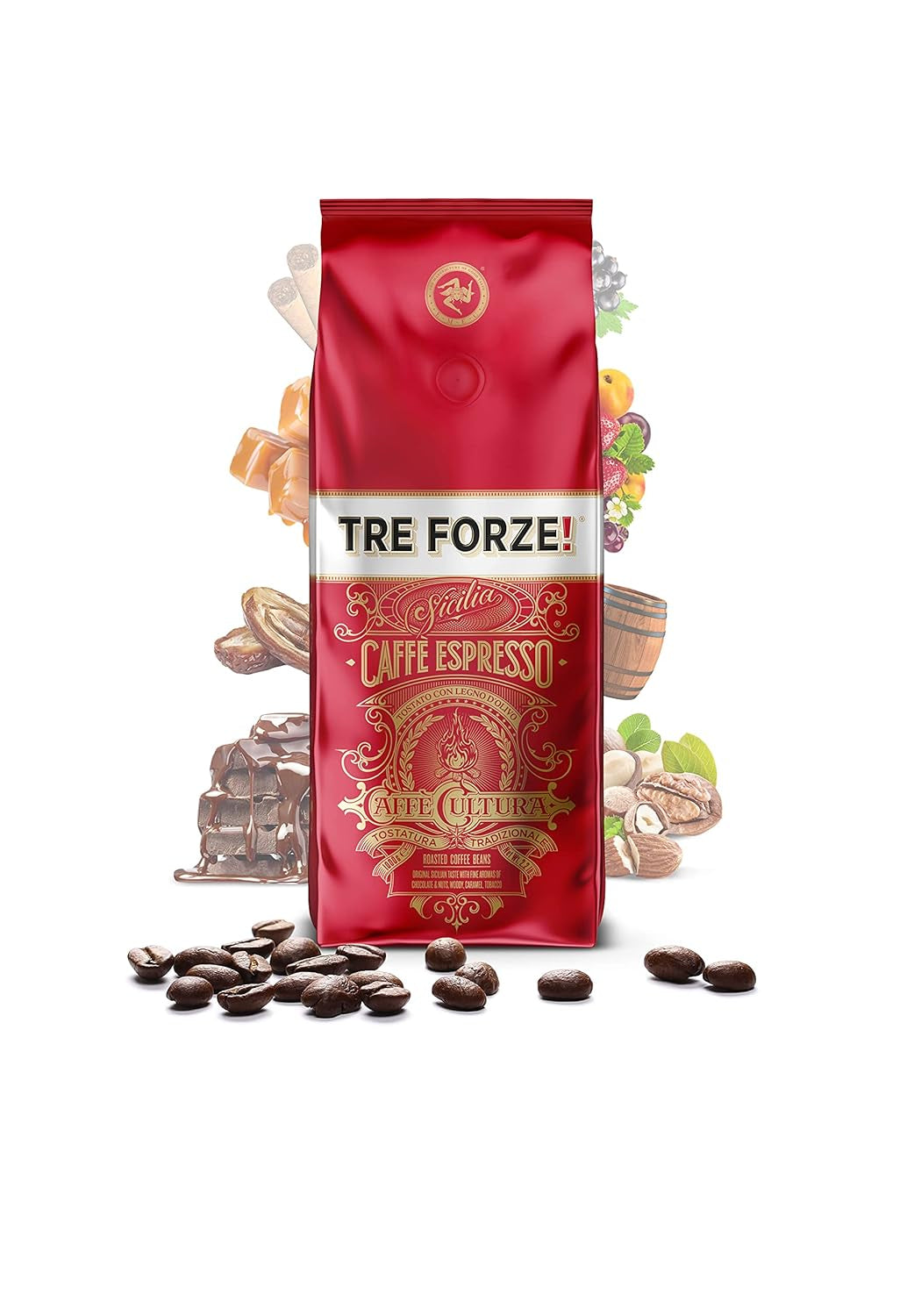 Espresso Caffè - Espressobonen - Traditioneel geroosterd boven olijfhoutvuur, handgemaakt op Sicilië - Premium koffiebonen 250g voor volautomatische koffiemachines en portafiltermachines