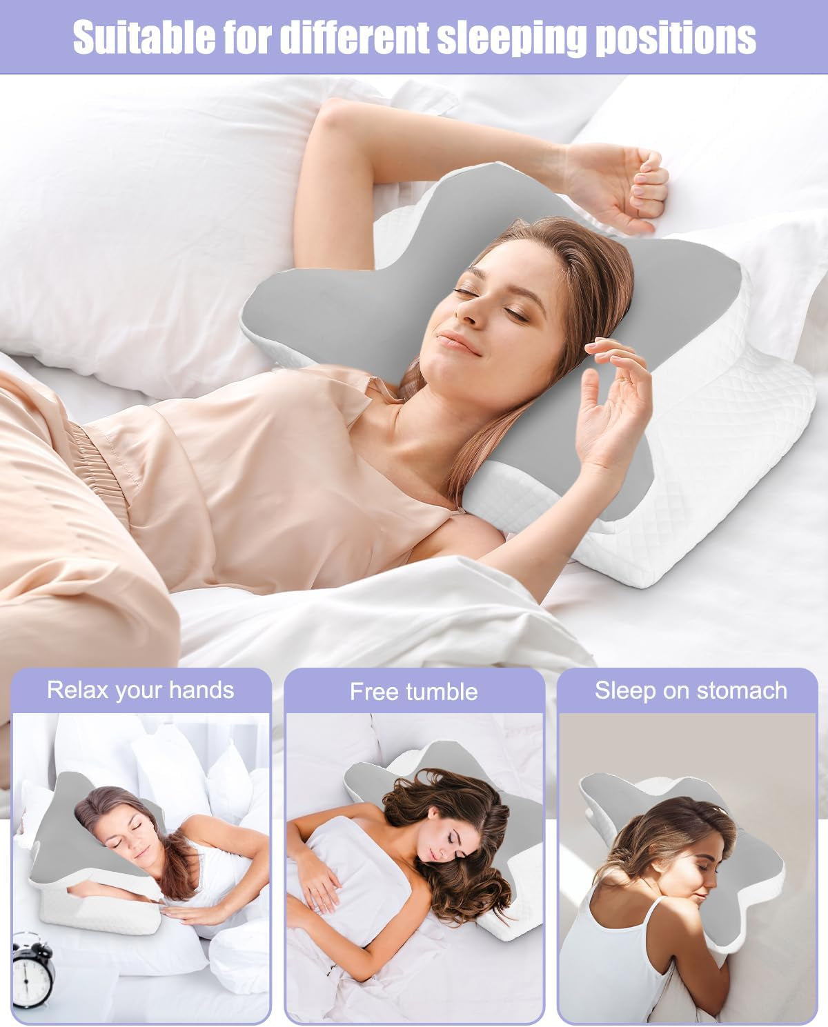 Nekkussen, zijsteunkussen, traagschuimkussen, orthopedisch kussen, ergonomisch neksteunkussen voor optimale ondersteuning Rug- en buiksteunkussen aan de zijkant (62 X 41 X 13CM) Cervicale orthopedische kussens Naty Shop