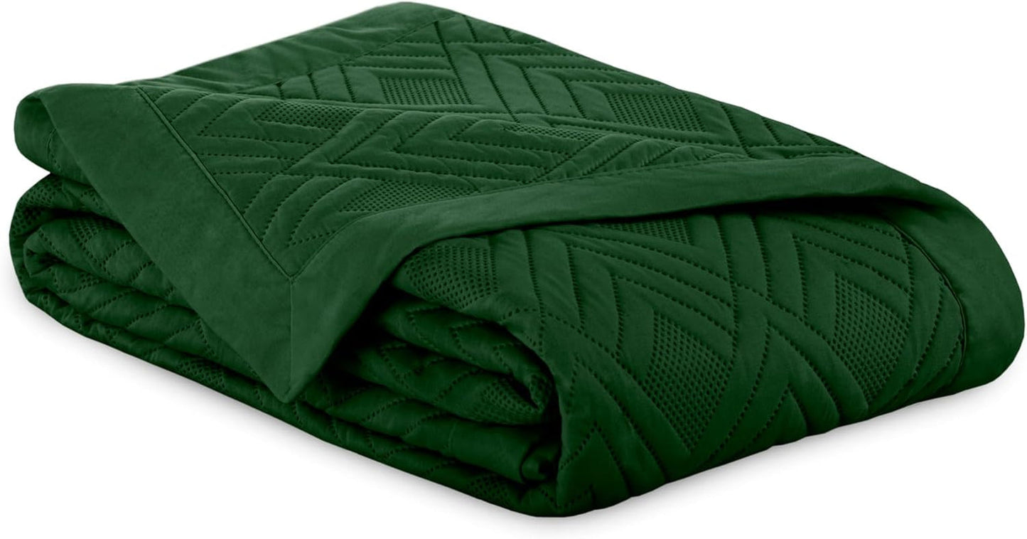 Ameliahome Sprei 170X210 Cm Dubbelzijdige Sprei Ultrasoon Quilten Polyester Ophelia Donkergroen Bedden en Dekens Besuche den AmeliaHome-Store
