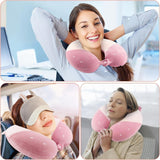 Litimkat Nekkussen voor kinderen Draagbaar nekkussenï¼ŒReiskussenï¼Œ U-vorm Memory Foam Kussen Reizen Vliegtuig Auto Trein Kantoor Thuis Schattig Dierenpatroon Kussensloop Afneembaar (roze) Cervicale orthopedische kussens Naty Shop