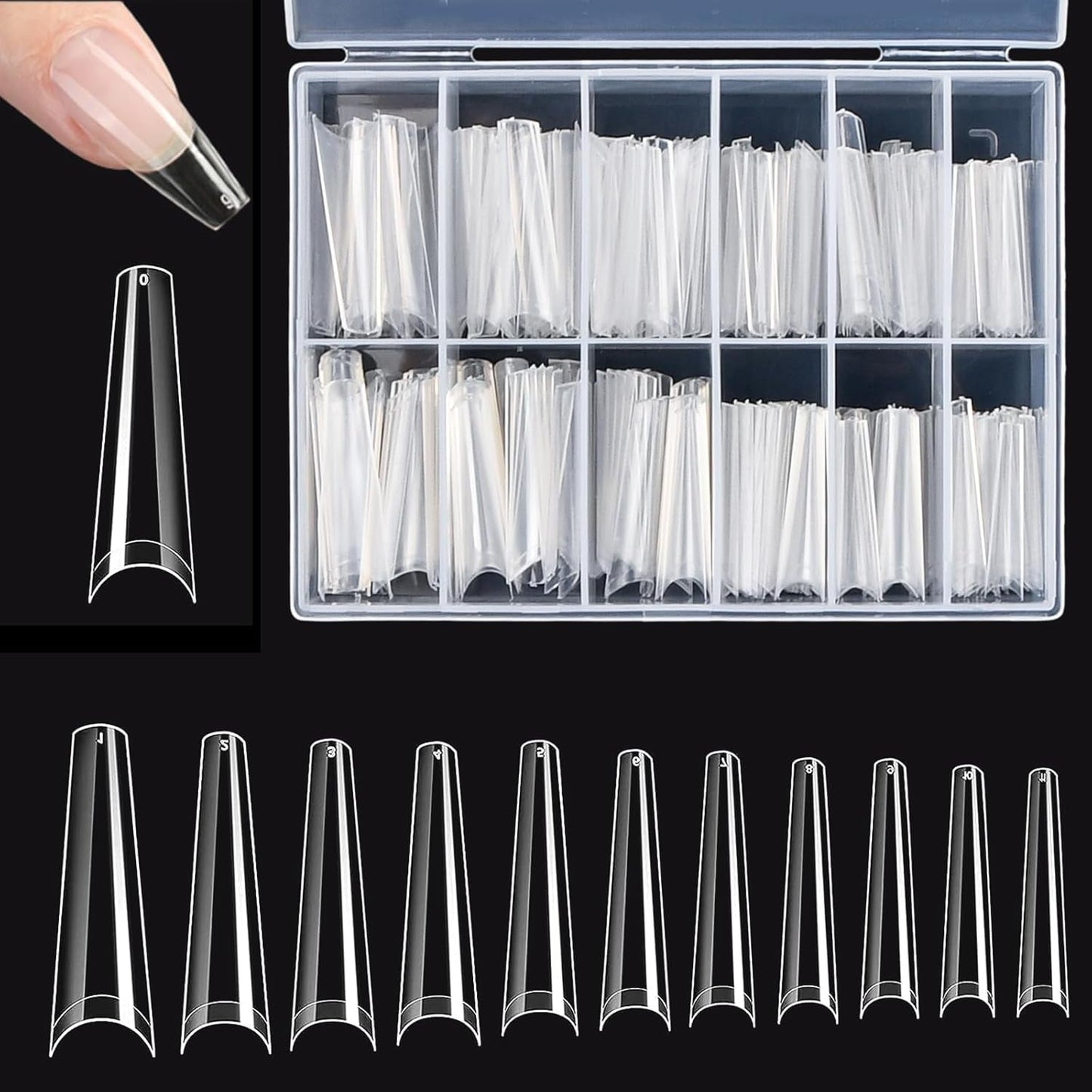 Extra lange transparante kunstnagels 240 stuks Half bedekkende kunstnagels Vierkante rechte kunstnagels Franse nagelverlengingen voor nagelsalons en doe-het-zelf nail art