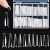Extra lange transparante kunstnagels 240 stuks Half bedekkende kunstnagels Vierkante rechte kunstnagels Franse nagelverlengingen voor nagelsalons en doe-het-zelf nail art
