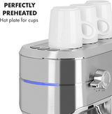 Klarstein Futura espressomachine, draagbare filter-espressomachine, 1450 W, 20 bar, Barista-kwaliteit, dubbele sproeier, doorstroomstop, draagbare filter-espressomachine, melkopschuimfunctie, zilver