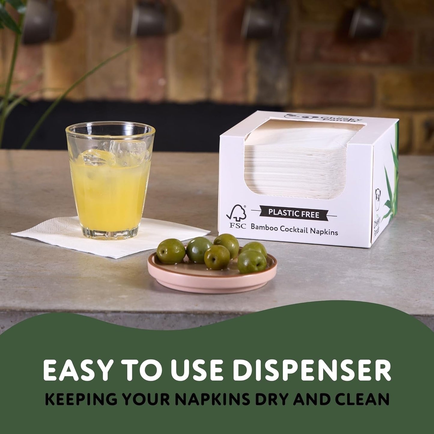 De Cheeky Panda Bamboe Cocktail Servetten | witte servetten 100 stuks papieren servetten