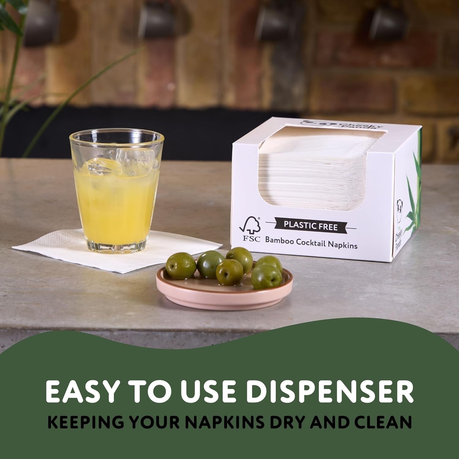 De Cheeky Panda Bamboe Cocktail Servetten | witte servetten 100 stuks papieren servetten