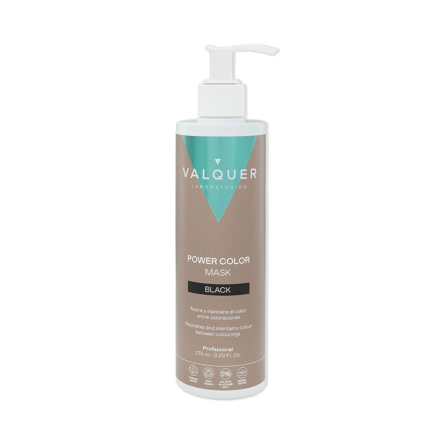 Valquer Power Color Mask veganistische en siliconenvrije formulering Geeft haarkleur 290 ml zwart Naty Shop Haarmasker Zwart 290 Ml (Pack van 1)