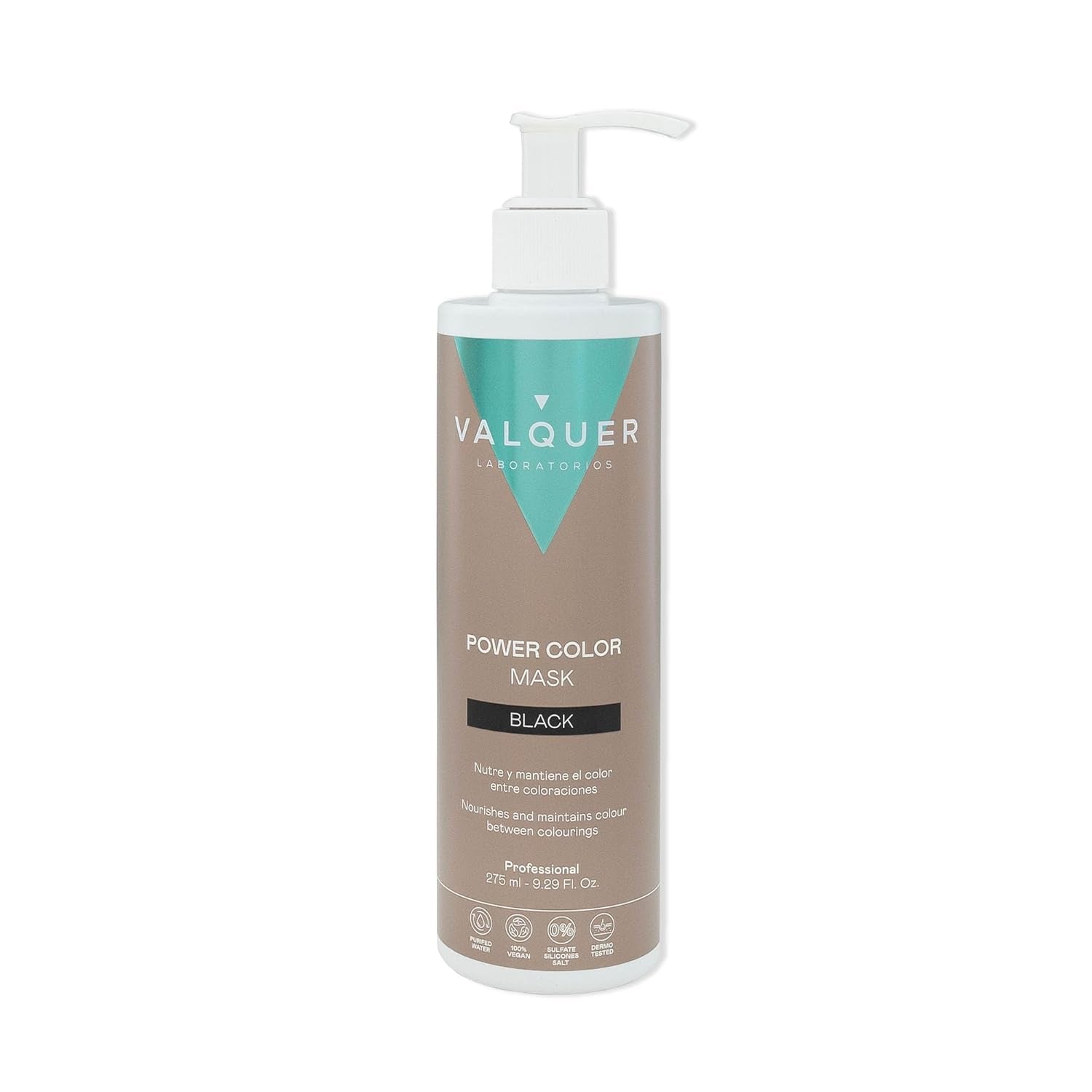 Valquer Power Color Mask veganistische en siliconenvrije formulering Geeft haarkleur 290 ml zwart Naty Shop Haarmasker Zwart 290 Ml (Pack van 1)