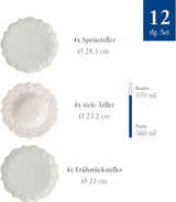 Villeroy & Boch Toy's Delight Royal Classic 12-delige serviesset, vaatwasser- en magnetronbestendig, wit, borden, 4-persoons serviesset, kerstservies, speelgoed, premium porselein
