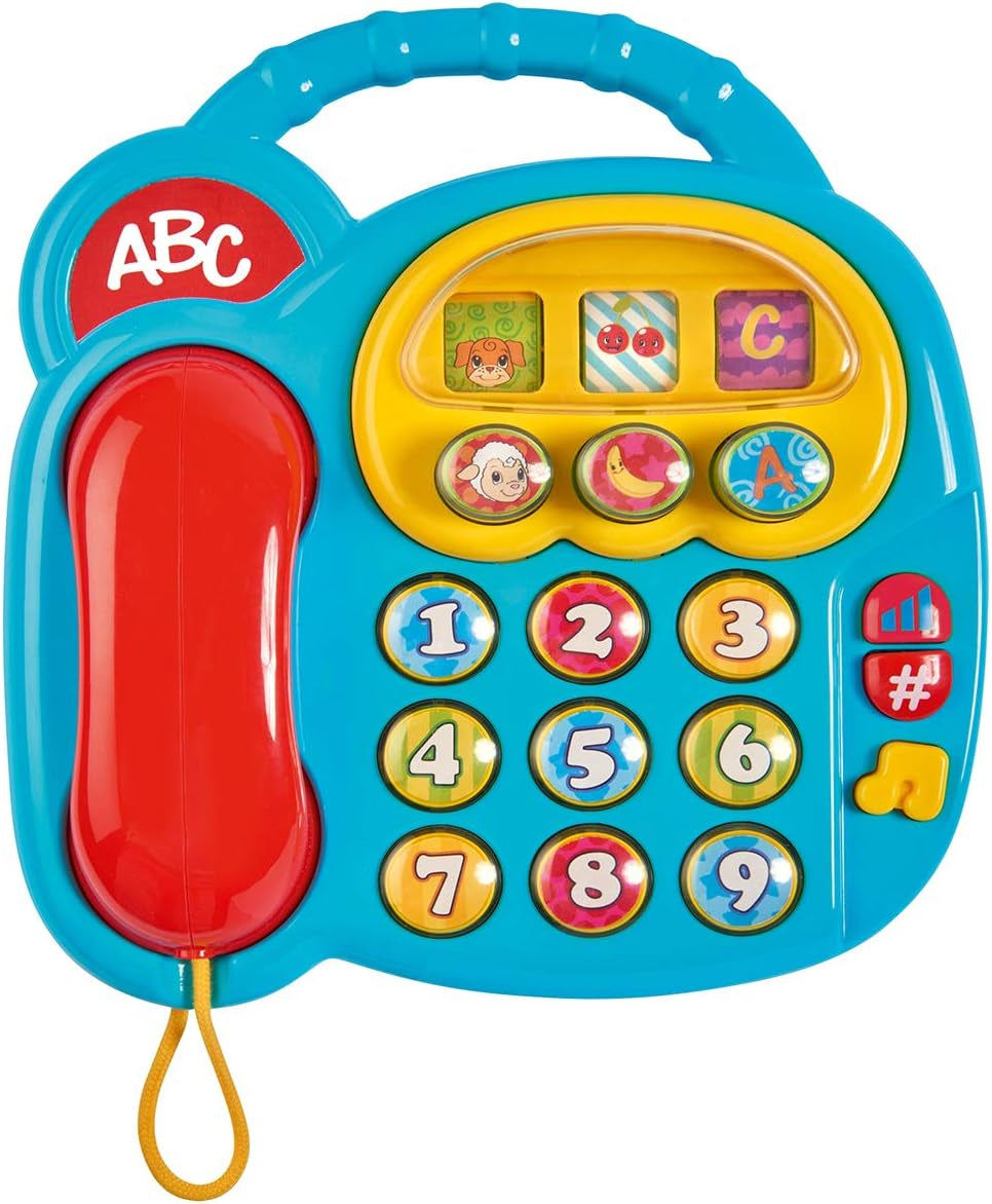 Simba 104010016 - ABC-kleurentelefoon, babyspeelgoed, draaibaar beeldscherm, liedje, speeltelefoon, leertelefoon, met verschillende geluiden, 20 cm, motoriek, voor peuters, vanaf 6 maanden Babyspeelgoed Naty Shop