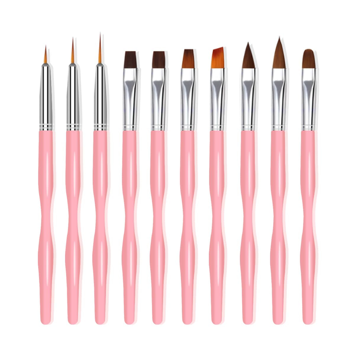 Nail Art Pinsel Set, 10-delige Nageldesign Malerei Pinsel, Professionelle Nail Art Design Pinsel, Nail Fine Liner Pinsel, Zwart