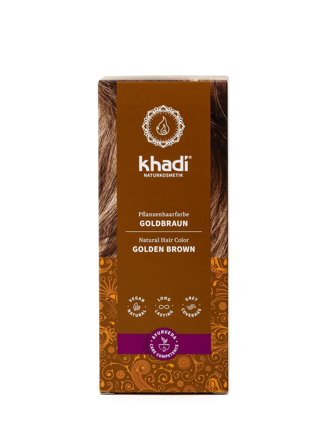 khadi GOLDBRAUN Kruidenhaarkleur Helder amber tot zacht en glanzend goudbruine haarkleur 100% natuurlijke kruidenhaarkleur Natuurlijke en veganistische gecertificeerde natuurlijke cosmetica 100 g Naty Shop Goudbruine haarverf 100 G (1 pakket) Enkel