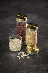 MasterClass Luchtdichte glazen voedselbewaarpot met messing deksel, 700 ml (1,25 pt) Voedselbewaardozen Naty Shop